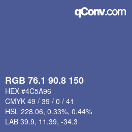 Color code: RGB 76.1 90.8 150 | qconv.com