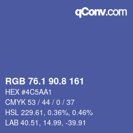 Color code: RGB 76.1 90.8 161 | qconv.com