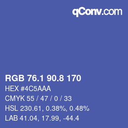 Color code: RGB 76.1 90.8 170 | qconv.com