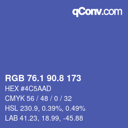 カラーコード: RGB 76.1 90.8 173 | qconv.com