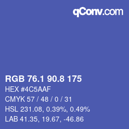カラーコード: RGB 76.1 90.8 175 | qconv.com