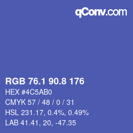 カラーコード: RGB 76.1 90.8 176 | qconv.com