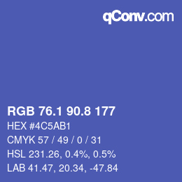 カラーコード: RGB 76.1 90.8 177 | qconv.com
