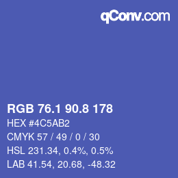 カラーコード: RGB 76.1 90.8 178 | qconv.com