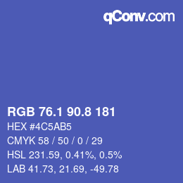 カラーコード: RGB 76.1 90.8 181 | qconv.com