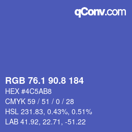 カラーコード: RGB 76.1 90.8 184 | qconv.com