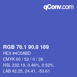 カラーコード: RGB 76.1 90.8 189 | qconv.com