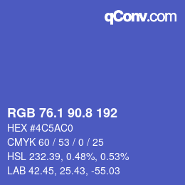 カラーコード: RGB 76.1 90.8 192 | qconv.com