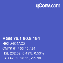 カラーコード: RGB 76.1 90.8 194 | qconv.com