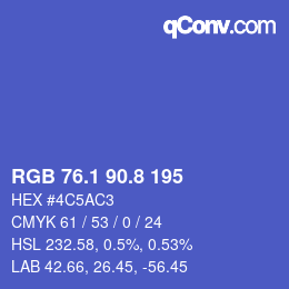 カラーコード: RGB 76.1 90.8 195 | qconv.com