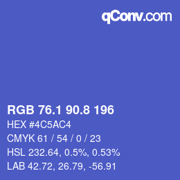 カラーコード: RGB 76.1 90.8 196 | qconv.com