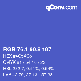 カラーコード: RGB 76.1 90.8 197 | qconv.com