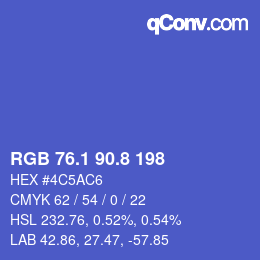 カラーコード: RGB 76.1 90.8 198 | qconv.com