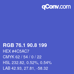 カラーコード: RGB 76.1 90.8 199 | qconv.com