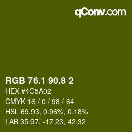 カラーコード: RGB 76.1 90.8 2 | qconv.com