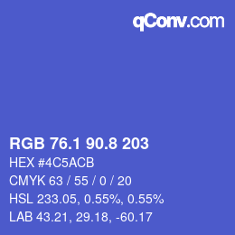 カラーコード: RGB 76.1 90.8 203 | qconv.com