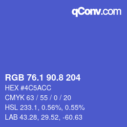 カラーコード: RGB 76.1 90.8 204 | qconv.com