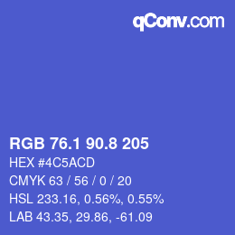 カラーコード: RGB 76.1 90.8 205 | qconv.com