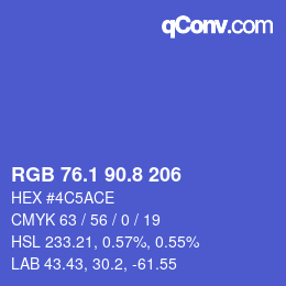 カラーコード: RGB 76.1 90.8 206 | qconv.com