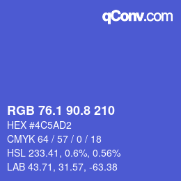 カラーコード: RGB 76.1 90.8 210 | qconv.com
