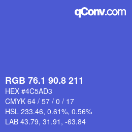 カラーコード: RGB 76.1 90.8 211 | qconv.com