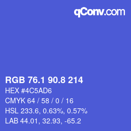 カラーコード: RGB 76.1 90.8 214 | qconv.com