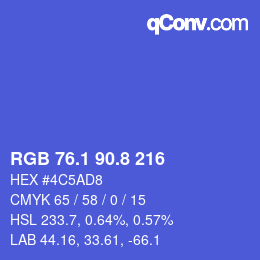 カラーコード: RGB 76.1 90.8 216 | qconv.com