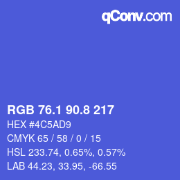 カラーコード: RGB 76.1 90.8 217 | qconv.com