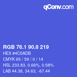 カラーコード: RGB 76.1 90.8 219 | qconv.com