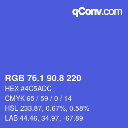カラーコード: RGB 76.1 90.8 220 | qconv.com