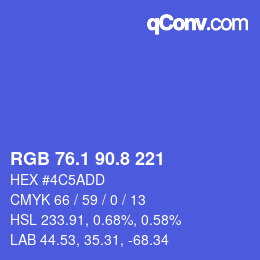 カラーコード: RGB 76.1 90.8 221 | qconv.com