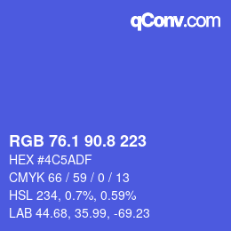 カラーコード: RGB 76.1 90.8 223 | qconv.com