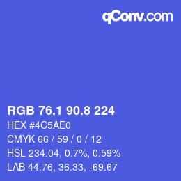 カラーコード: RGB 76.1 90.8 224 | qconv.com