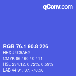 カラーコード: RGB 76.1 90.8 226 | qconv.com