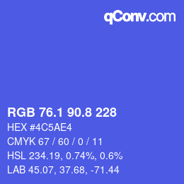 カラーコード: RGB 76.1 90.8 228 | qconv.com