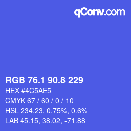 カラーコード: RGB 76.1 90.8 229 | qconv.com