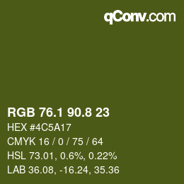 Color code: RGB 76.1 90.8 23 | qconv.com