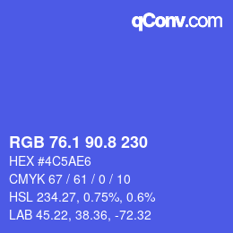 カラーコード: RGB 76.1 90.8 230 | qconv.com