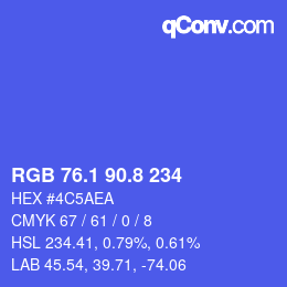 カラーコード: RGB 76.1 90.8 234 | qconv.com