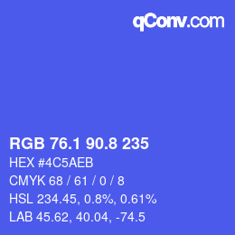 カラーコード: RGB 76.1 90.8 235 | qconv.com