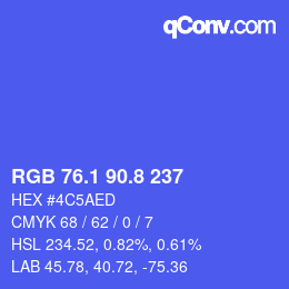 カラーコード: RGB 76.1 90.8 237 | qconv.com