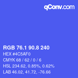 カラーコード: RGB 76.1 90.8 240 | qconv.com