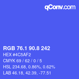 カラーコード: RGB 76.1 90.8 242 | qconv.com