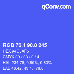 カラーコード: RGB 76.1 90.8 245 | qconv.com