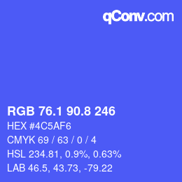カラーコード: RGB 76.1 90.8 246 | qconv.com