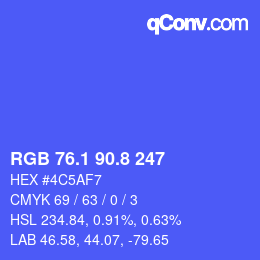 カラーコード: RGB 76.1 90.8 247 | qconv.com