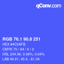 カラーコード: RGB 76.1 90.8 251 | qconv.com