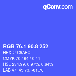 カラーコード: RGB 76.1 90.8 252 | qconv.com