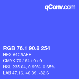 カラーコード: RGB 76.1 90.8 254 | qconv.com