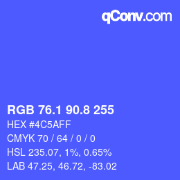 カラーコード: RGB 76.1 90.8 255 | qconv.com